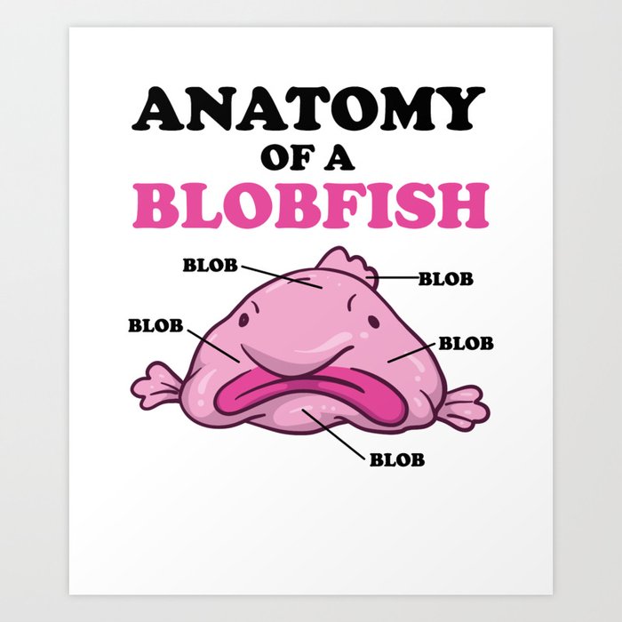 Anatomy Of A Blobfish | Funny Ugly Fish Meme Art Print